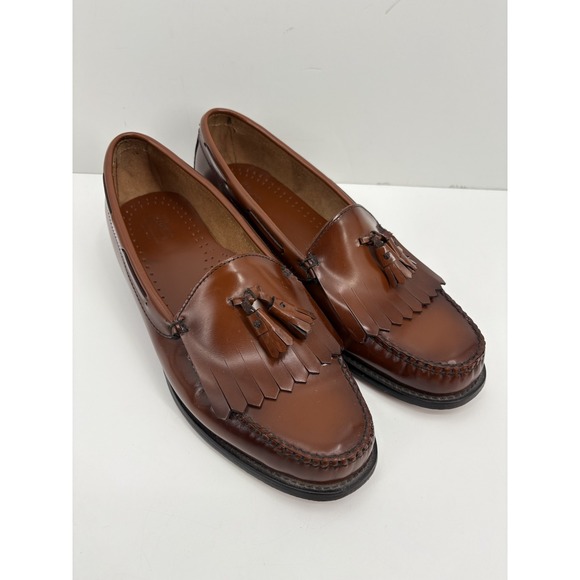 Bass Weejuns Mens LAYTON Tassel Kiltie Leather Loafers Whiskey Cognac Brown 11 D